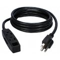 Plugit 10 ft. 3-Outlet 3-Prong Power Extension Cord; Black - Pack of 3 PL487731